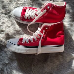 Red High-Top Canvas Sneakers